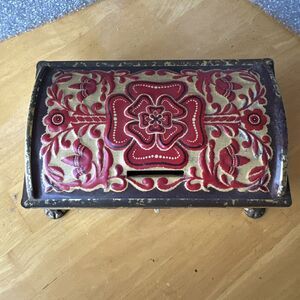 Vintage Midcentury Footed Money Tin Bank Box from Western Germany Frida & Nada